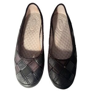 Prívõ Black Quilted Leather Ballet‎ Flats Comfortable Shoes Size 9M